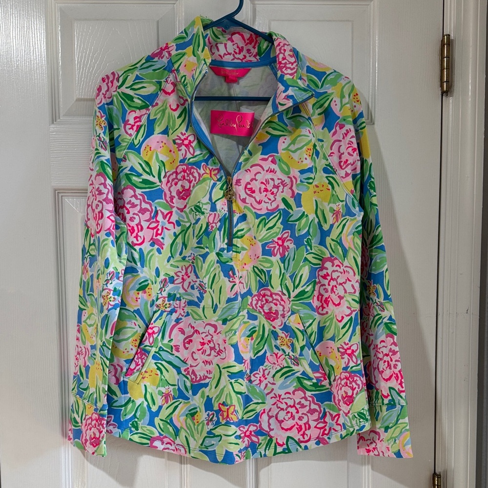 Lilly Pulitzer Floral Long Sleeve Top - Pink, Green, Blue